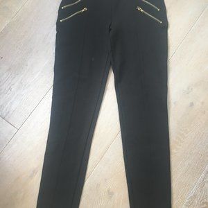 Black Tights with Gold Zipper Detail